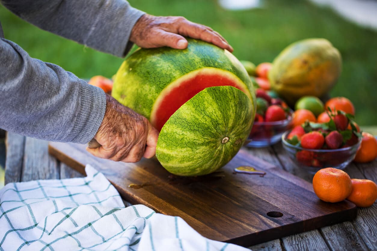 Cutting a watermelon