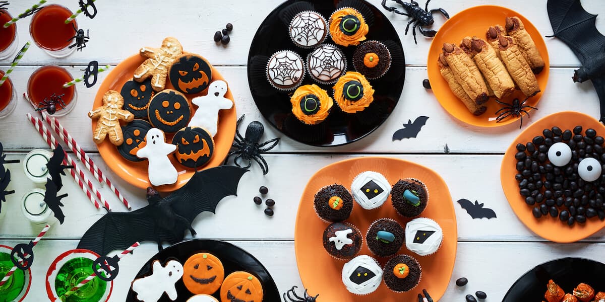 Table full of Halloween sweets